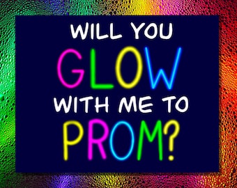 Glow Stick-promotie-idee "Wil je met mij GLOW naar het bal?" INSTANT DOWNLOAD prom voorstel poster idee