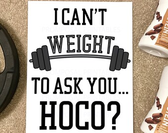 Homecoming-voorstel gewichtheffen "Ik kan geen gewicht vragen om je te vragen... hoco?" eenvoudig posteridee voor gym hoco