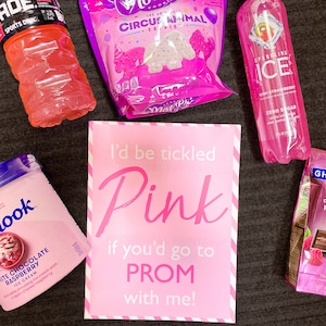 Prom Promposal Idea &quot;I&#39;d be tickled pink if you&#39;d go to prom with me!&quot; INSTANT DOWNLOAD Printable proposal dance themed poster idea
