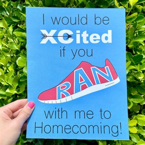 Running Promposal Hoco Proposal Idea &quot;I would be XCited if you RAN with me to Homecoming&quot; INSTANT DOWNLOAD track promposal poster ideas