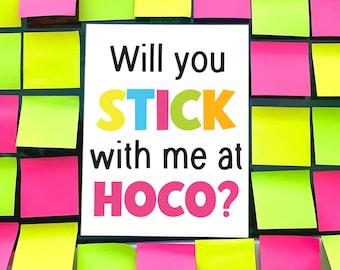 Homecoming Sticky Note Promposal Ideas "Blijf je bij mij bij Hoco?" auto promposal post-it notitie prom voorstel poster