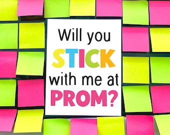 Ideeën voor plaknotities "Blijf je bij me op het schoolbal?" post-it-bericht poster voorstel voor bal