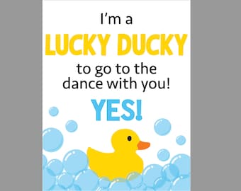 Ja! Promposal Answer Idea Poster "Ik ben een gelukkig eendje dat ik met jou naar het dansfeest mag gaan! Ja!" INSTANT DOWNLOAD elk dansbadeendposteridee