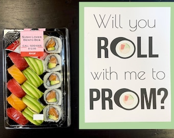 Leuke ideeën voor een huwelijksaanzoek "Wil je met me mee naar het schoolbal?" DIRECT DOWNLOAD bal ondertekent voorstel dans sushi-promposal poster idee