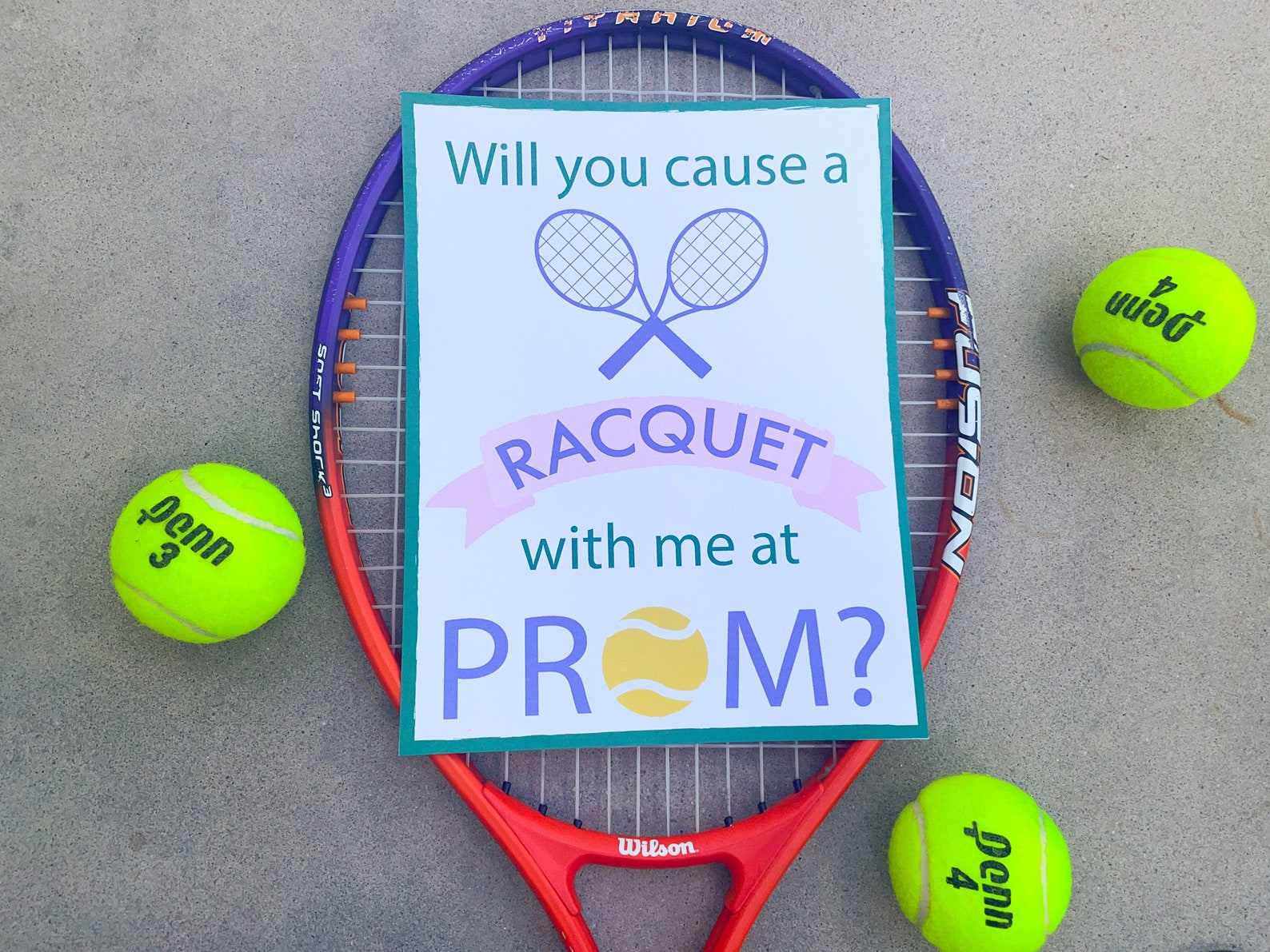 Tennis Promposal Idea Printable will You Cause a Racket - Etsy