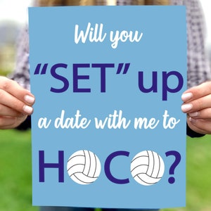 Volleyball Homecoming proposal Idea &quot;Will you set up a date with me to hoco?&quot; INSTANT DOWNLOAD dance proposal poster