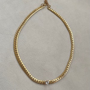 Heart stone choker- non tarnish- 18k gold plated stainless steel- waterproof- gift for her