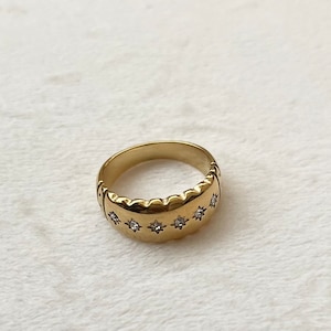 18k gold plated ring| tarnish free| waterproof| stainless