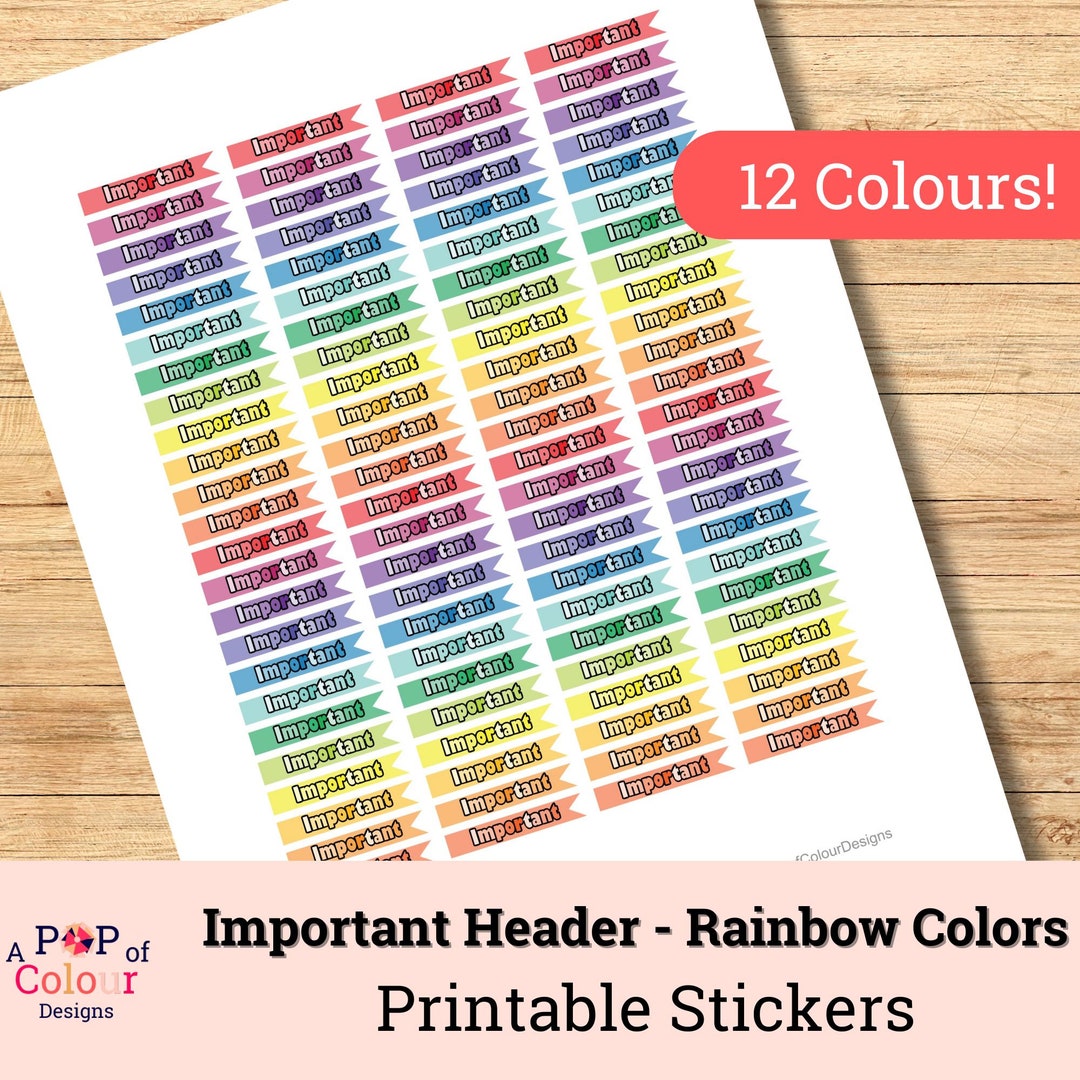 Important Header Sign Important Header Stickers Printable Stickers Planner Stickers Agenda ...