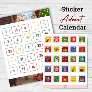 Advent Calendar for Kids with Advent Calendar Stickers | Advent Calendar Printable | Christmas Countdown | Christmas Stickers | Print + Cut
