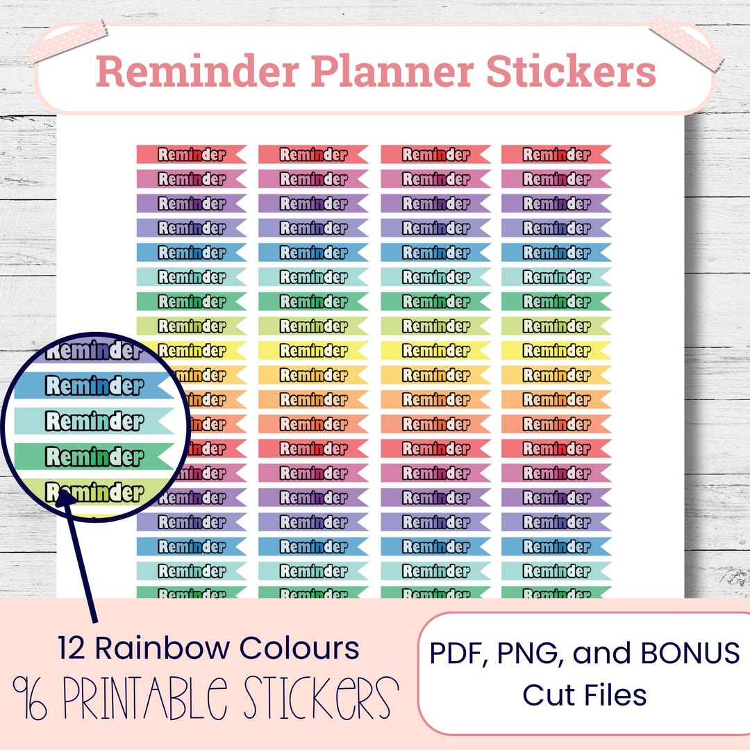 REMINDER Header Stickers | Printable Planner Stickers - Etsy