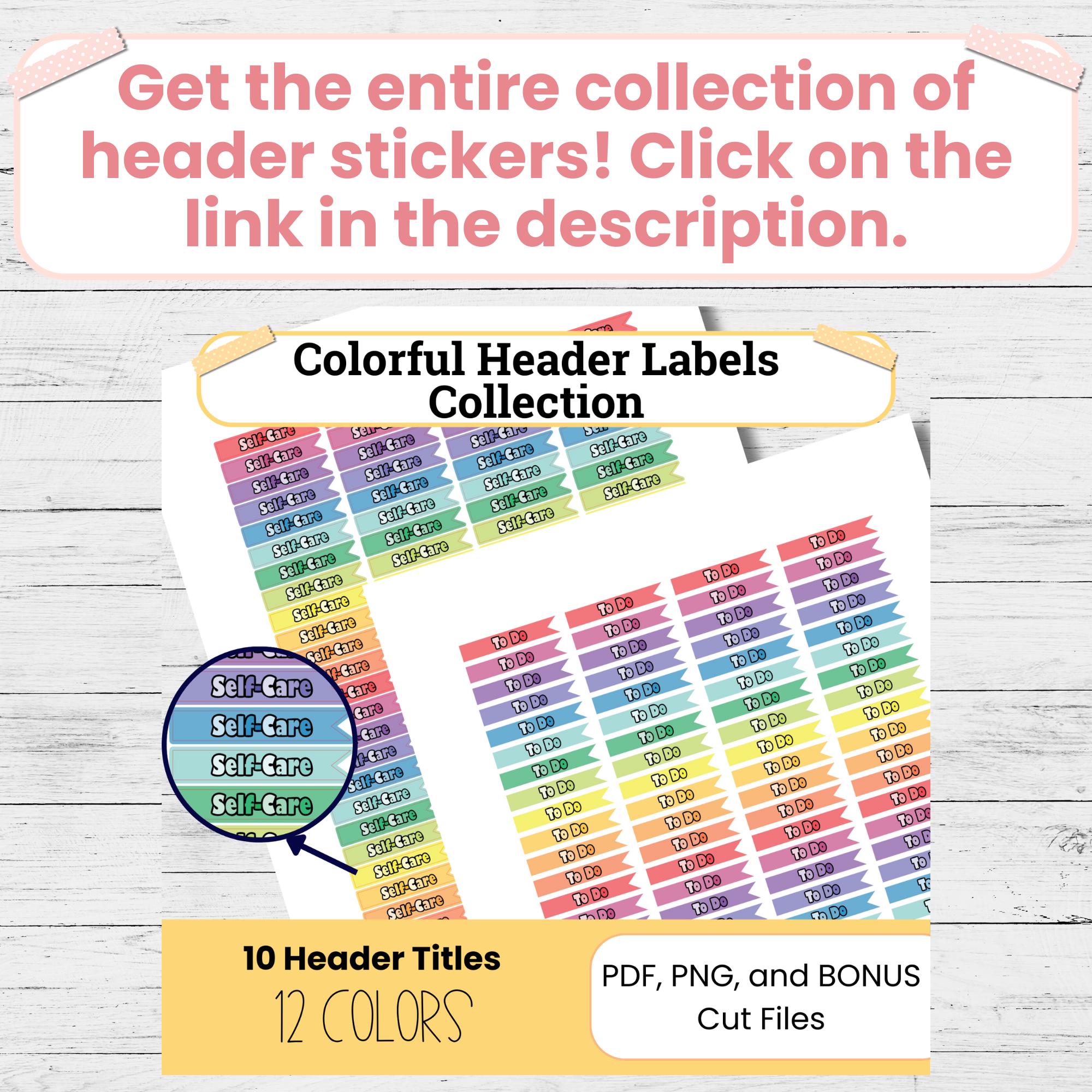 Self-care Planner Headers – Printable Rainbow Flag Stickers for Daily ...
