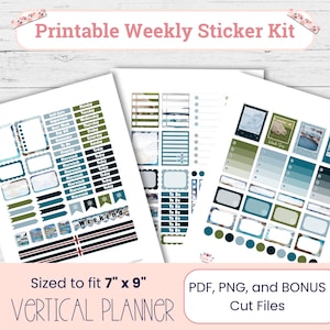 Adesivi stampabili per planner Islanda, kit settimanale da 3 pagine, tema nordico, simpatici adesivi stampabili per planner, download immediato