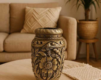 Hand Carved Wooden Flower Pot Vase Home Decor Spiritual Gift
