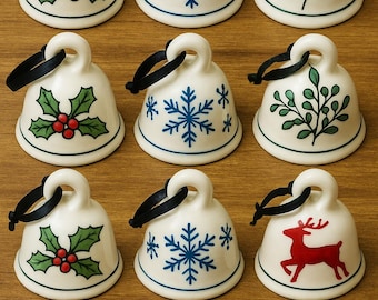 Assorted Christmas 20 Ceramic Bell Ornament – Handmade Ceramic Bells  Ornament | Christmas Tree Hanging | All Design