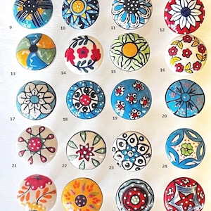 Select Any Cabinet Ceramic Knobs | Colorful Designs | Drawer Closet Dresser Wardrobe Furniture Door KITCHEN knobs | Nuts & Bolts Included