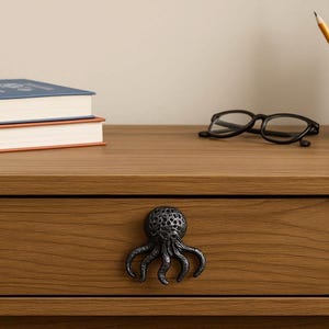 Octopus Drawer Knob: Handcrafted Iron Nautical Cabinet Pull