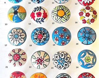 Select Any Cabinet Ceramic Knobs | Colorful Designs | Drawer Closet Dresser Wardrobe Furniture Door KITCHEN knobs | Nuts & Bolts Included