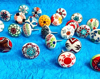 24 Assorted Handcrafted Ceramic Knobs | Furniture Makeover Kit