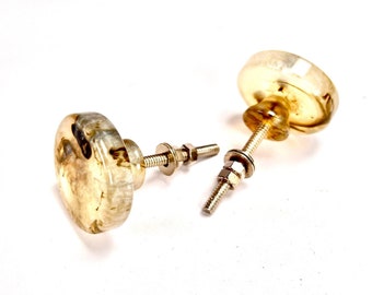 Handgemachter runder Schubladenknauf aus Harz und Holz - Rustikaler Schrankknauf