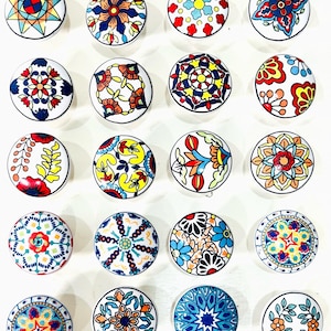 Handcrafted Ceramic Cabinet Knobs | Colorful Floral Dresser Pulls