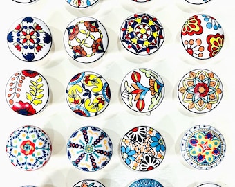 Handcrafted Ceramic Cabinet Knobs | Colorful Floral Dresser Pulls