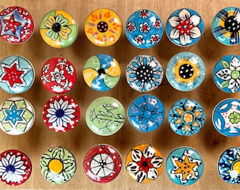 Assorted Ceramic Cabinet Knobs | Floral Dresser Drawer Pulls