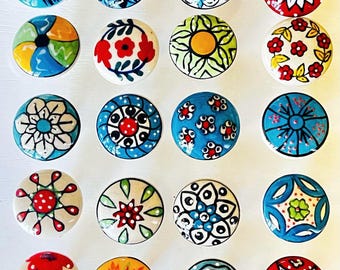 Assorted Cabinet Ceramic 25  Knobs |Drawer Closet Dresser Wardrobe Furniture Door| Nuts & Bolts Included