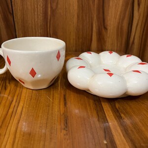 Handmade Ceramic Mug  Saucer Set with Heart Design – Cute Coffee & Tea Cup for Gifting or Everyday Use