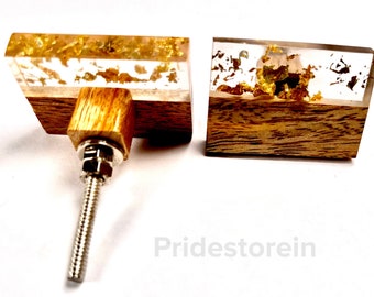 Resin Cabinet Knobs with wooden | Nuts & Bolts Included for Easy Install