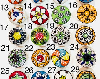 Floral Ceramic Cabinet Knob | Handmade Dresser Drawer Pull Knob