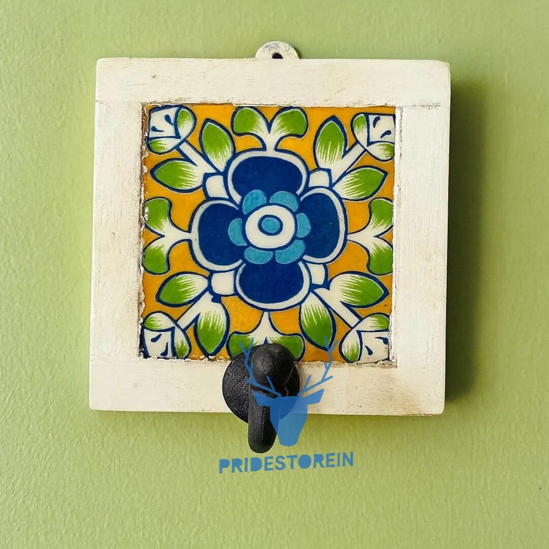 Luxe Wooden Key Rack With Ceramic Tile Inlay - Modern Entryway ...