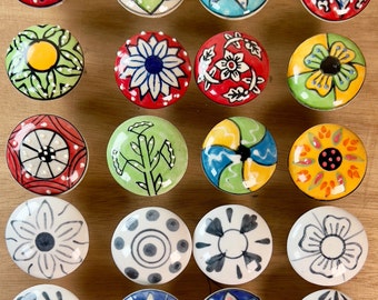 25 Floral Ceramic Cabinet Knobs | Colorful Furniture Hardware