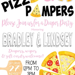 Pints, Pizza, and Pampers Baby Shower Invitation