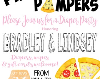 Pints, Pizza, and Pampers Baby Shower Invitation
