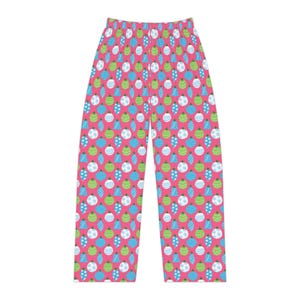 Pink Christmas Ornament Pattern Pajama Pants, Holiday Ornament Print, Christmas PJs, Holiday Party, gift for her, matching PJs