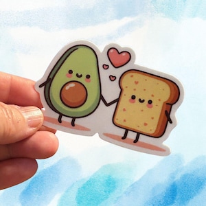Kawaii Avocado Toast love sticker, avocado toast lover gift, foodie gift, cute foodie sticker, avo lover gift, cute avocado toast sticker