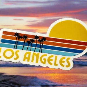 Retro Los Angeles Sunset Vinyl Sticker, Los Angeles, LA sticker, Retro LA, support los angeles, la strong, la pride, los angeles pride