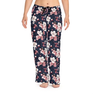 Cherry Blossom Pattern Women's Pajama Pants, Womens lounge pants, floral pants, comfy womens pants, gift for her, weekend wear for her image 3