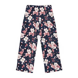 Cherry Blossom Pattern Women's Pajama Pants, Womens lounge pants, floral pants, comfy womens pants, gift for her, weekend wear for her image 4