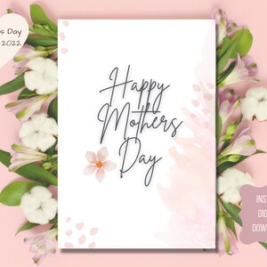 Mothers Day Card, Floral Watercolor Mothers Day Card, Instant Download, Printable Card, Blank Inside Printable Card, Mother's Day Gift