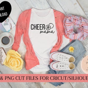 Cheer Mom SVG, Sports Mom Design, Cheer Mama Shirt, Cricut Silhouette Cut Files, Instant Download, Digital PNG Download, Gift for Mom