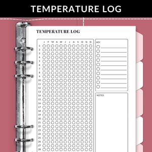 Temperature Log Printable, Temperature Tracker, Weather Log, A5 Journal Page for Bullet Journal