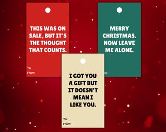 Sarkastische lustige Weihnachtsgeschenkanhänger zum Ausdrucken