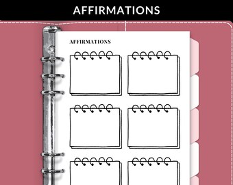 Daily Affirmations Journal Page, Printable Worksheet (Digital Download)