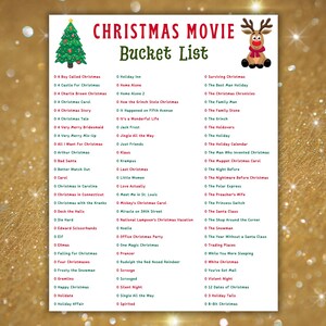 Christmas Bucket List, Printable Movie Bucket List, Christmas Movie Checklist, Christmas Movie ...