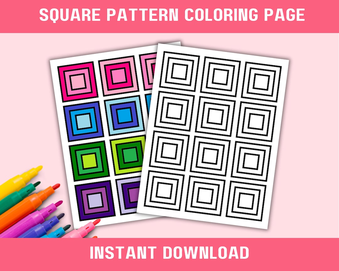 Square Coloring Page, Simple Coloring Page, Easy Coloring Page for Kids ...