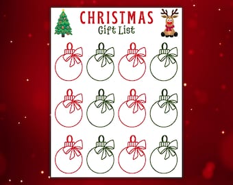 Tracker kerstcadeaulijst afdrukbaar