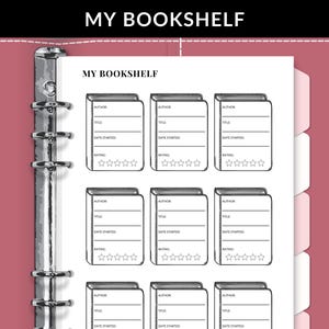 Book Tracker Printable, Reading Journal, My Bookshelf, Printable Reading Log, A5 Journal Page
