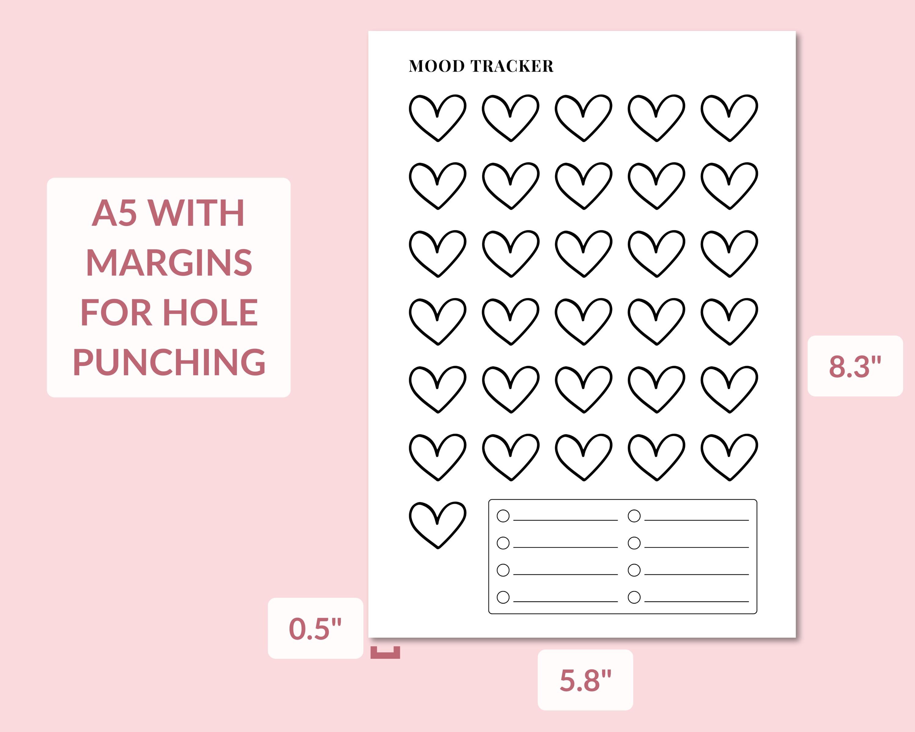 A5 Monthly Mood Tracker Printable, Minimalist Mental Health Journal ...